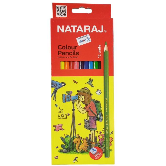 Nataraj 12 COLOUR PENCILS Brilliant & Fun-filled .ntrj