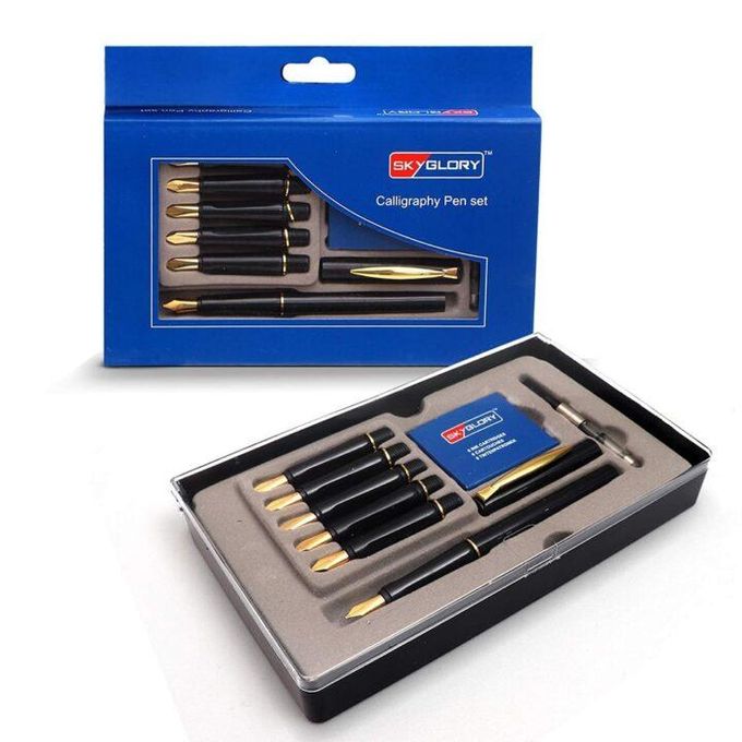 Caligraphy pen set 6 nibs and 6 ink cartridges