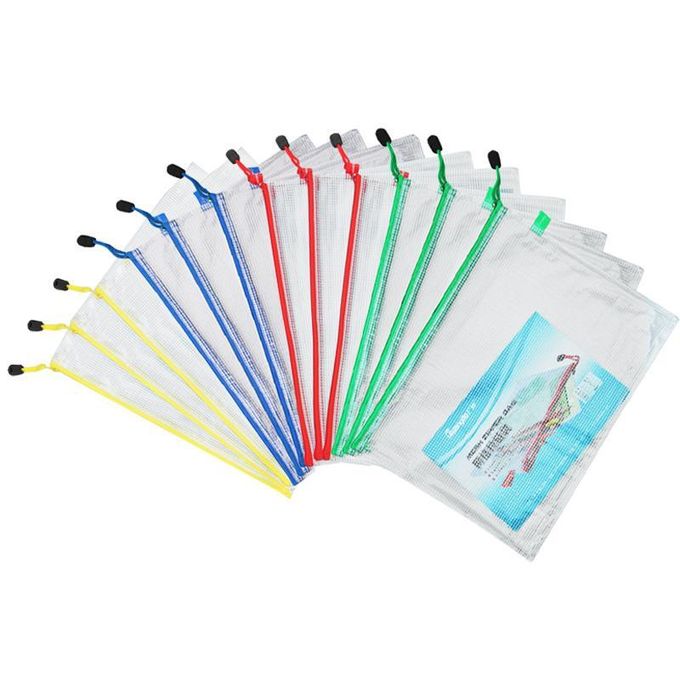 The GuangBo A6114 A5 Mesh Zip Bag is a durable, colorful document pouch designed for organizing and protecting your papers, stationery, and small items. Made from high-quality mesh-reinforced PVC, it features a secure zipper closure and is ideal for school, office, or travel use. Its transparent design allows for easy identification of contents, while the assorted colors add a fun, practical touch to your organization system